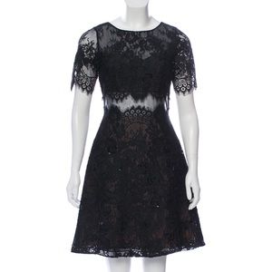 Marchesa Notte embellished short sleeve dress